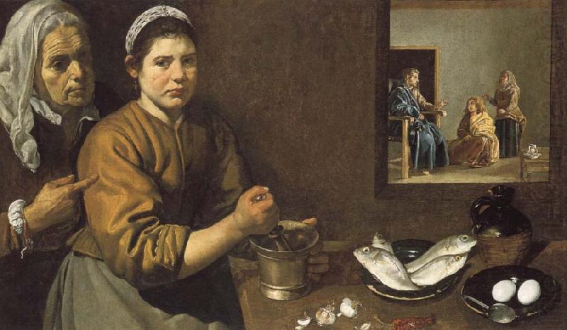 Diego Velazquez Kitchen Scene with Christ in the House of Martha and Hary